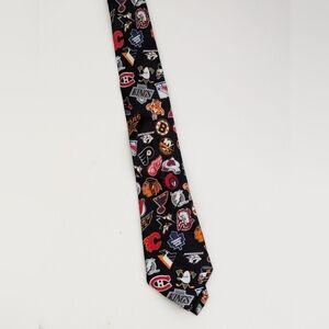 Black Men's Skinny Tie with NHL Team Logos
